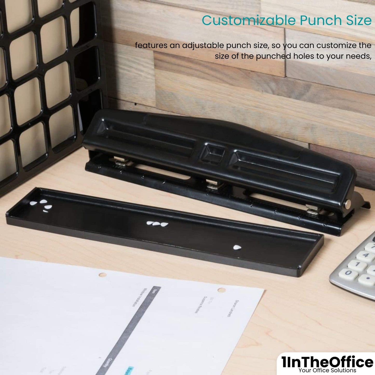 Adjustable 3-Hole Punch – 10-Sheet Metal Hole Puncher for Office, School and Home