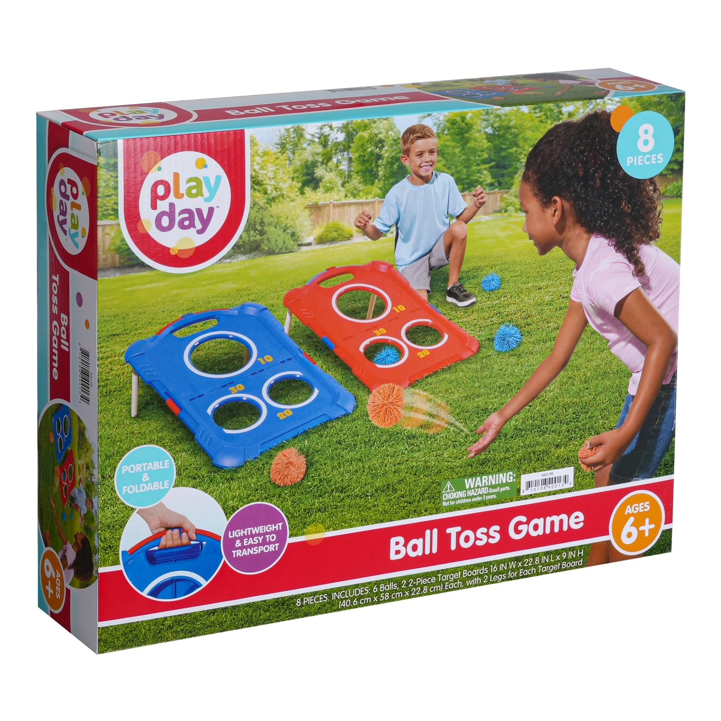Cornhole set packed with carrying handles