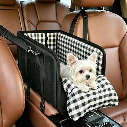 Premium Center Console Dog Car Seat - Anxiety-Relief Booster Seat for Small Pets, Ultra-Safe Armrest Bed for Travel, Comfortable and Secure Car Seat for Dogs and Cats
