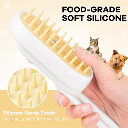Cat Steam Brush for Shedding, 4 in 1 Brushs with Foldable Handle, Steam Brushs for Cats, Spritz Defur Comb for Cats, Water Brush for Cat, Pet Spray Hair Removal Comb