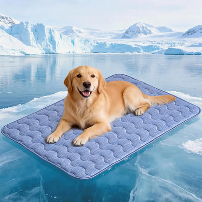 Large Dog Cooling Mat - Q-MAX > 0.45 Thick Durable Fur-Friendly Bed Mat, Gel-Free Electric-Free Safe Washable Non-Slip Summer Crate Bed, Fur-Friendly Bed Mats