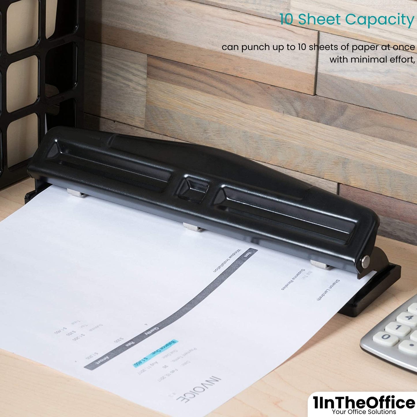Adjustable 3-Hole Punch – 10-Sheet Metal Hole Puncher for Office, School and Home