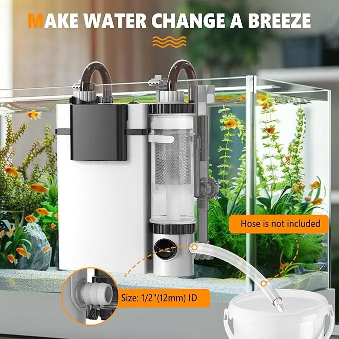 Hygger Quiet Hang on Back Aquarium Filter 5-30 Gallon Small Fish Tank Canister Filter with Surface Skimmer Spray Bar 3 Floss Pads Bio Filter Media Adjustable Flow, Easy Water Change 132 GPH