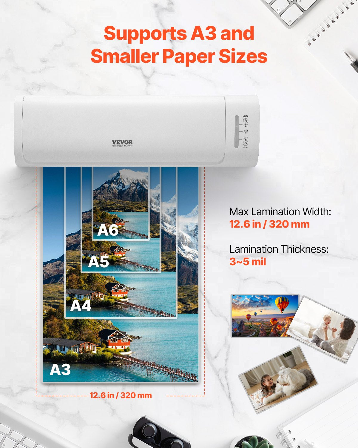 Laminator Machine Cold & Hot Laminator for Max A3 Size 3-5 Mil Thickness
