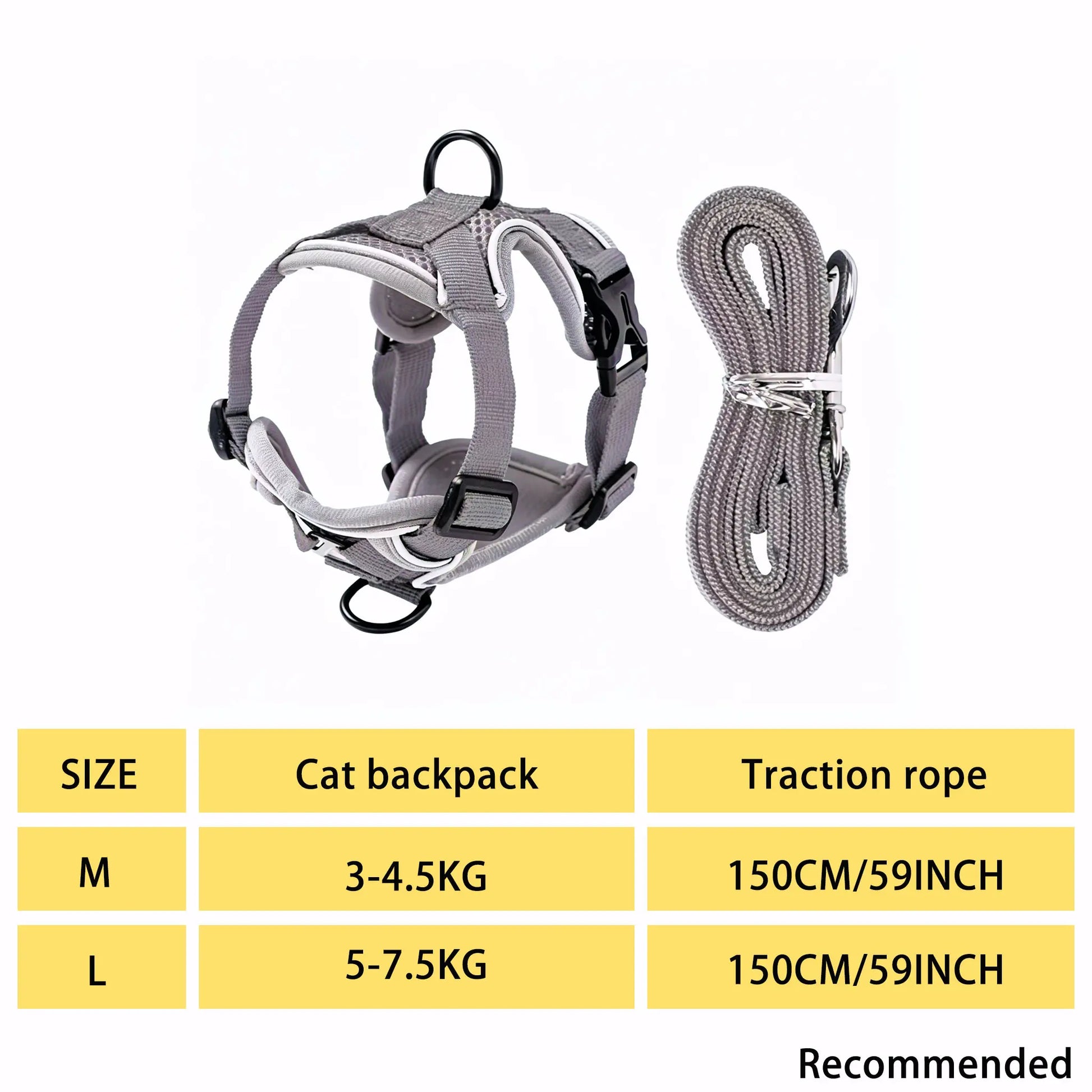 Leash Set: Escape-Proof Adjustable Cat Leash and Collar Made from Comfortable, Breathable Materials, with Adjustable Sizing. Reflective Soft Mesh Vest for Easy Safe Leash Walking. Includes a Summer Version; Breathable and Moisture-Wicking.