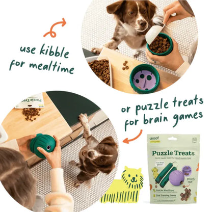 Woof Walkabout Enrichment Dog Puzzle Toy and Treat Dispenser - Adjustable Difficulty for Kibble and Treats - Durable Rubber Construction - Easy to Clean