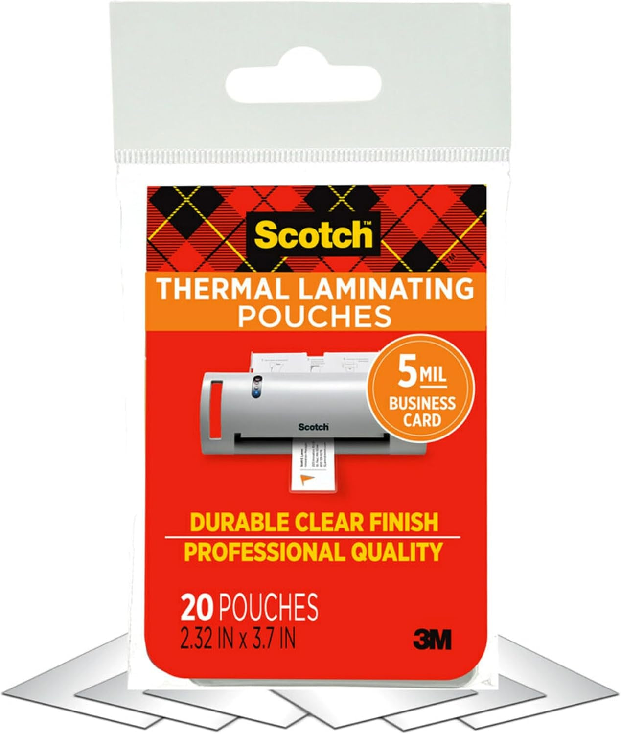 Scotch 5 Mil Business Card Laminating Pouches, 20 Pack
