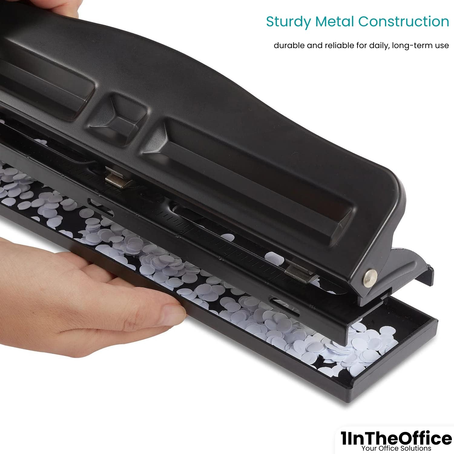 Adjustable 3-Hole Punch – 10-Sheet Metal Hole Puncher for Office, School and Home
