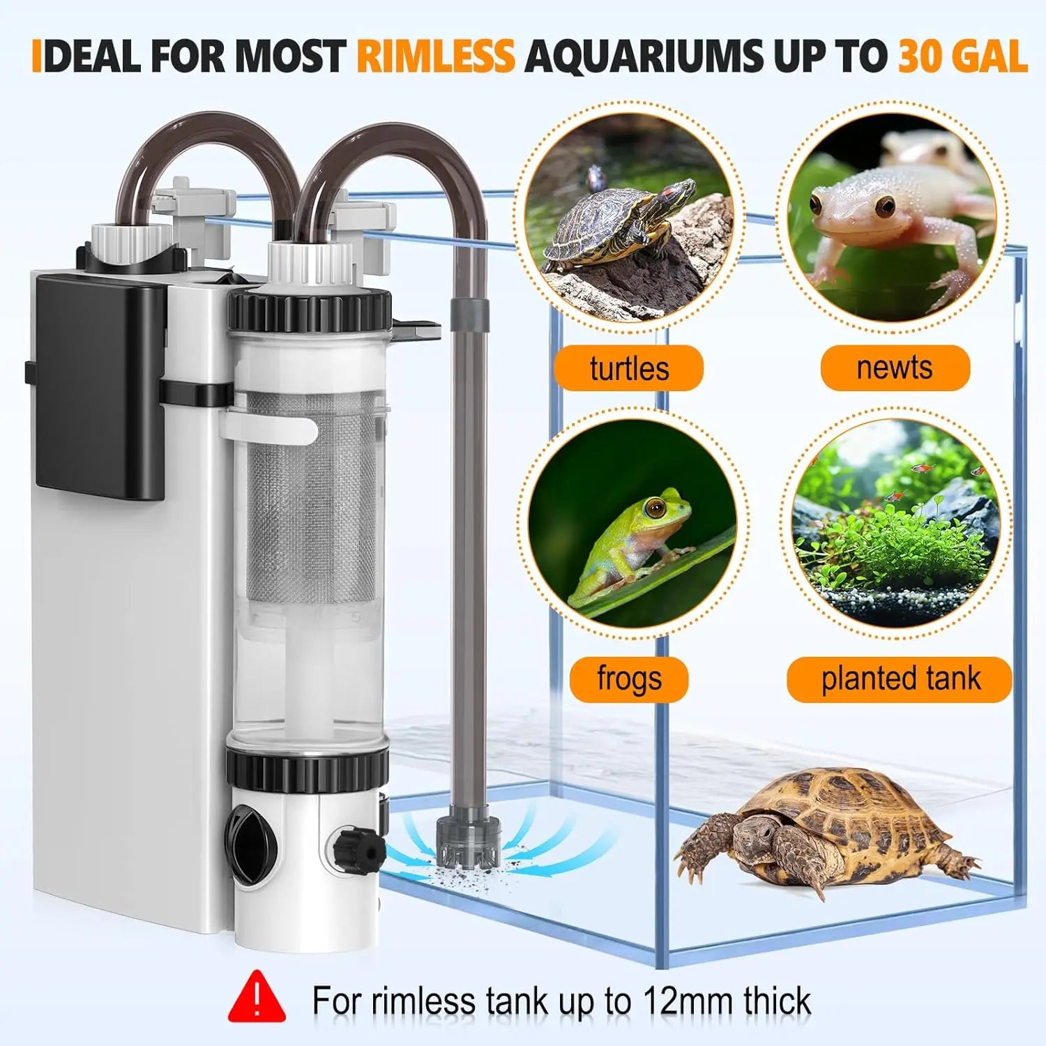Hygger Quiet Hang on Back Aquarium Filter 5-30 Gallon Small Fish Tank Canister Filter with Surface Skimmer Spray Bar 3 Floss Pads Bio Filter Media Adjustable Flow, Easy Water Change 132 GPH