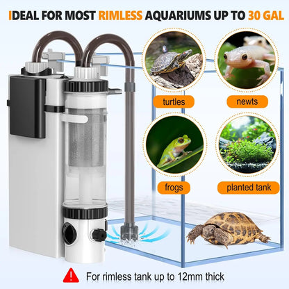 Hygger Quiet Hang on Back Aquarium Filter 5-30 Gallon Small Fish Tank Canister Filter with Surface Skimmer Spray Bar 3 Floss Pads Bio Filter Media Adjustable Flow, Easy Water Change 132 GPH