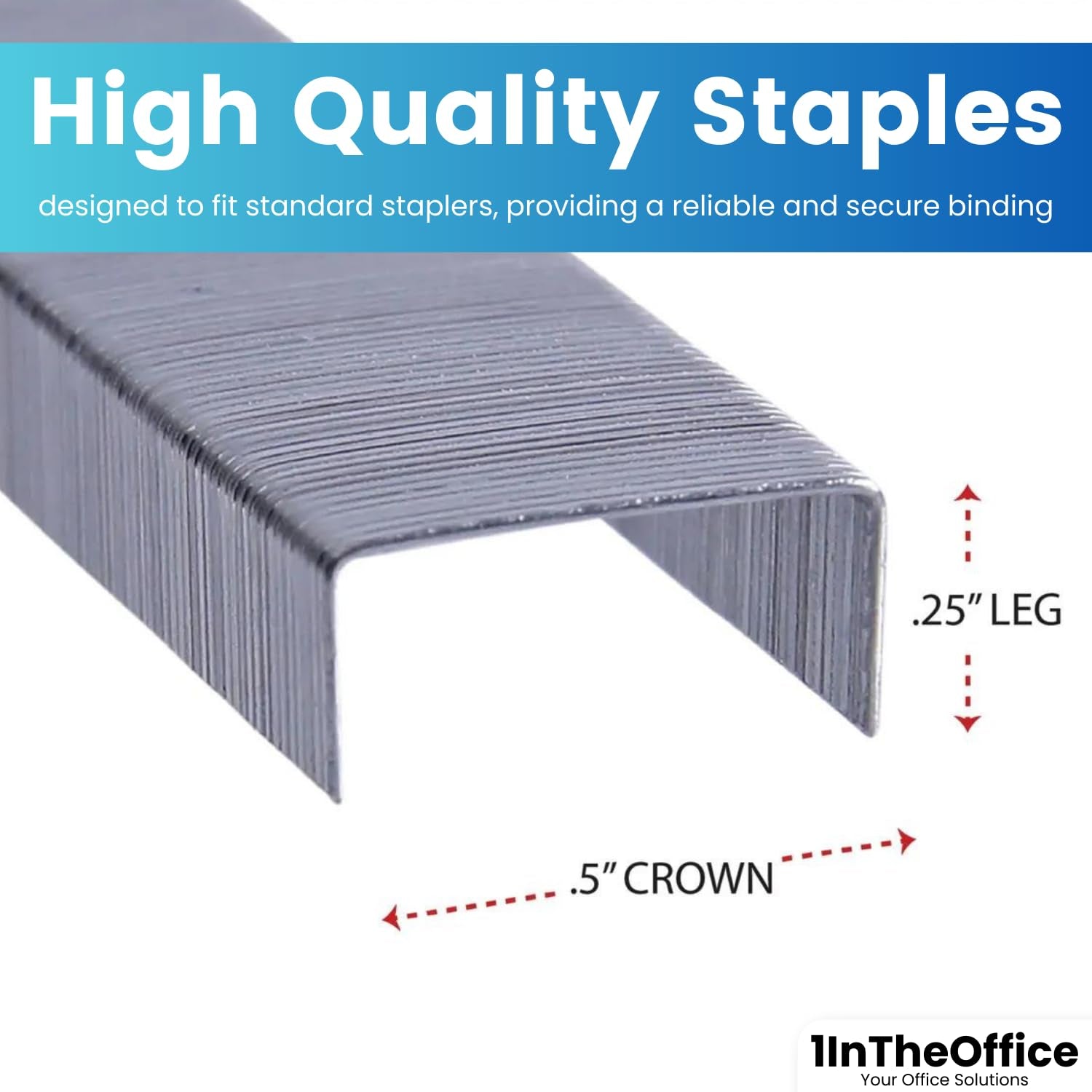 Standard 1/4-Inch Staples – 25,000 Count, 5-Pack for Office, School and Home Staplers