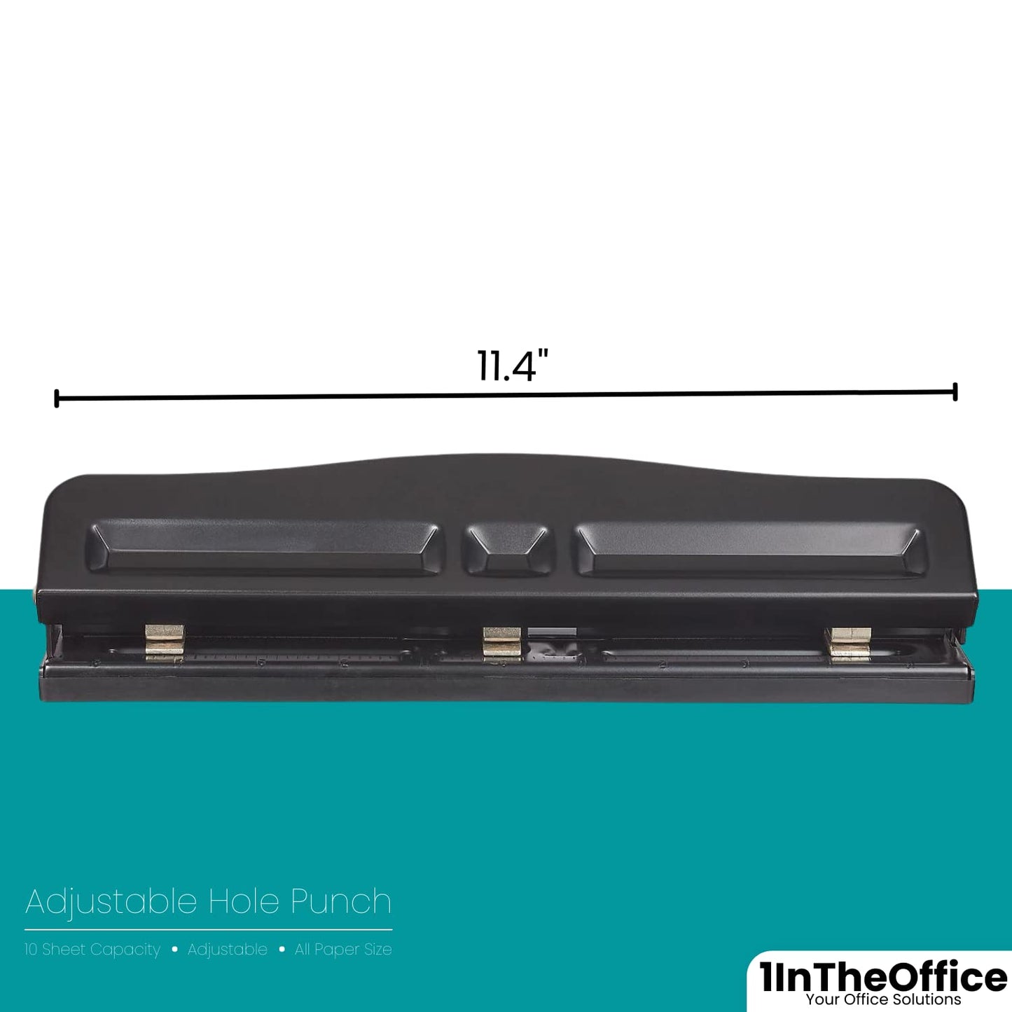 Adjustable 3-Hole Punch – 10-Sheet Metal Hole Puncher for Office, School and Home