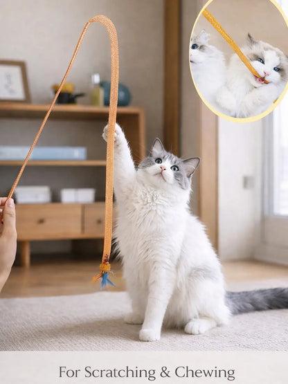 Catnip Cat Wands, 3 PCS Soft Line Tube Teaser Wands Colorful Feather Wands with Bell and Catnip Interactive Cat Toys