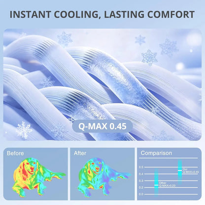 Large Dog Cooling Mat - Q-MAX > 0.45 Thick Durable Fur-Friendly Bed Mat, Gel-Free Electric-Free Safe Washable Non-Slip Summer Crate Bed, Fur-Friendly Bed Mats
