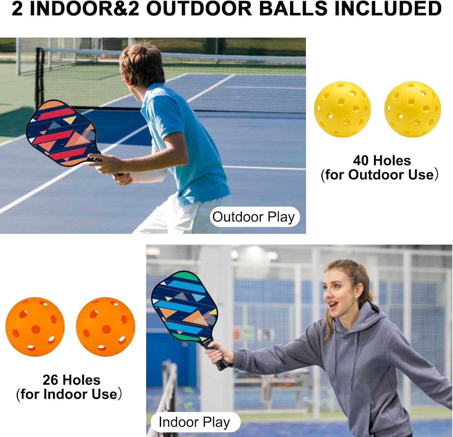 Pickleball Paddles Set of 2/4 - USAPA Approved